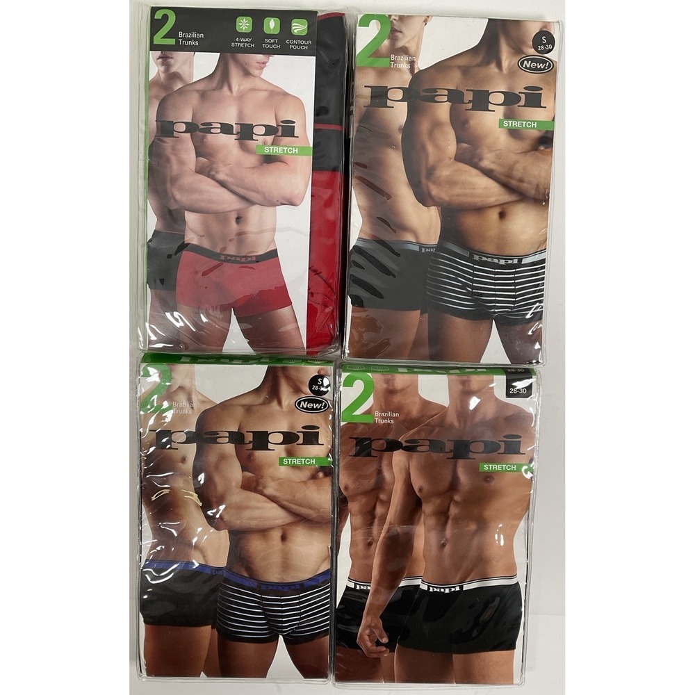 NIP Lot 8 Pairs Men's Papi Stretch Brazilian Trunks Underwear - Size Small 28-30
